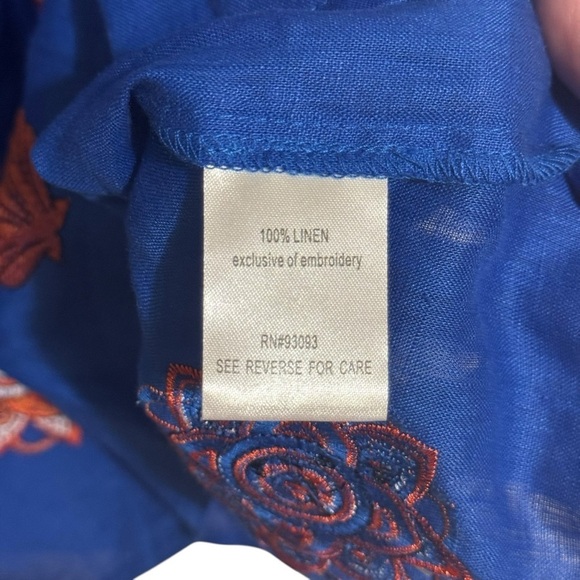 Tyler Boe Bluebell Niki Shell Embroidered Topper with Tassel Ties women’s size S - Picture 4 of 9